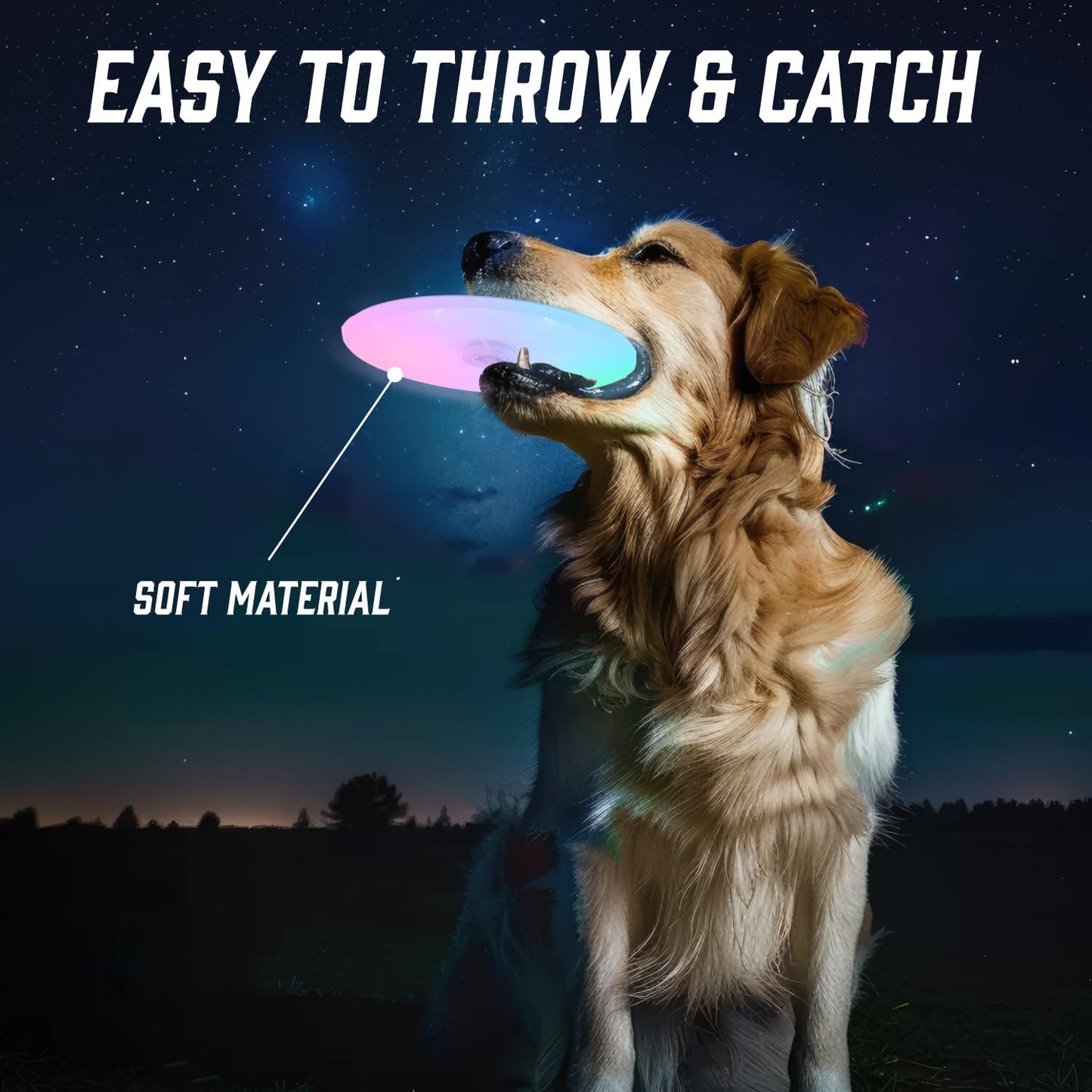 Lite N Bite LED Flying Disc - Light Up Dog Disk with Multi-Color LED, Batteries Included