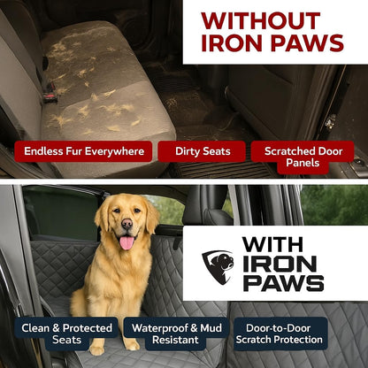 Dog Seat Cover for Full-Size Trucks & SUVs – Heavy-Duty Waterproof Back Seat Protector with Door Shields (Large, Gray)