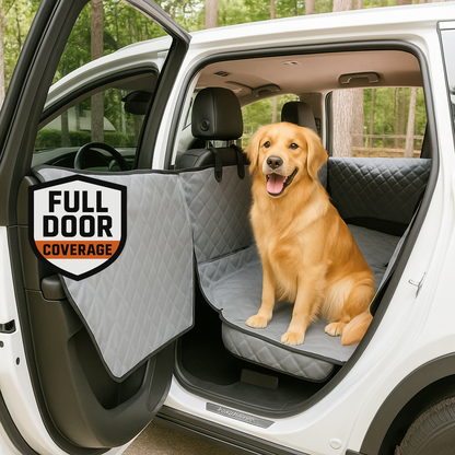 Dog Seat Cover for Full-Size Trucks & SUVs – Heavy-Duty Waterproof Back Seat Protector with Door Shields (Large, Gray)