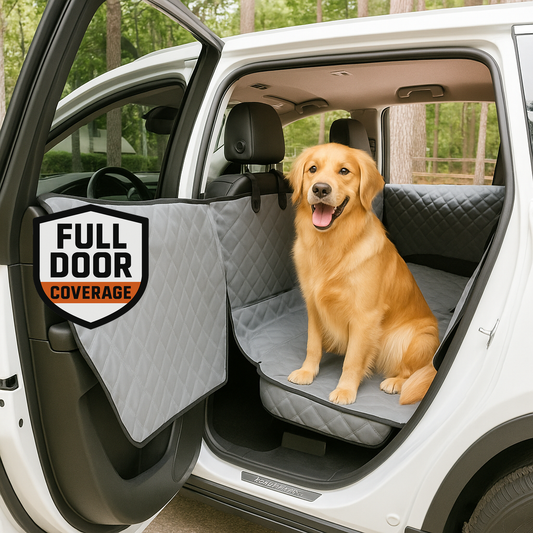 Dog Seat Cover for Full-Size Trucks & SUVs – Heavy-Duty Waterproof Back Seat Protector with Door Shields (Large, Gray)